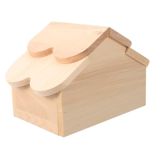 DIKACA Hamster Holzhaus Kleines Kleintier Versteck aus Robustem Holz Niedliches Haus für Hamster Chinchilla und Eichhörnchen Sicherer Rückzugsort zur Stressreduktion von DIKACA
