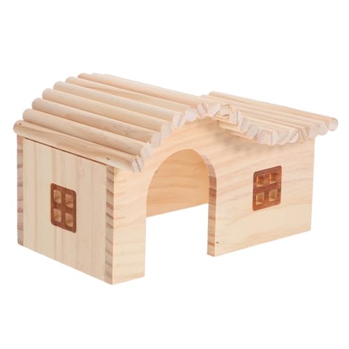 DIKACA Hamster Holzversteck Haus Mittelgroß Natürliches Holz Rückzugsort für Hamster Mäuse und Igel Multifunktional zum Schlafen und Pflegeleicht und Langlebig Fördert Aktivität und von DIKACA