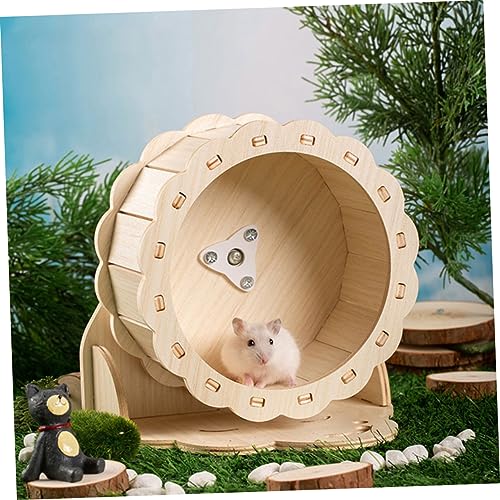 DIKACA Hamster Laufrad Holz Leises Stabiles Rennrad für Kleine Haustiere Übungsrad für Hamster Rennmäuse und Eichhörnchen Natürliches für Gesundes Training von DIKACA