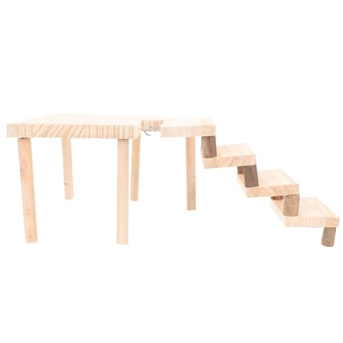 DIKACA Hamster Plattform aus Holz mit Leiter und Aufhängung Stabiles Kauspielzeug für Kleine Haustiere Mehrstöckige Spiel Kletterplattform für Hamster Rennmäuse Chinchillas und von DIKACA