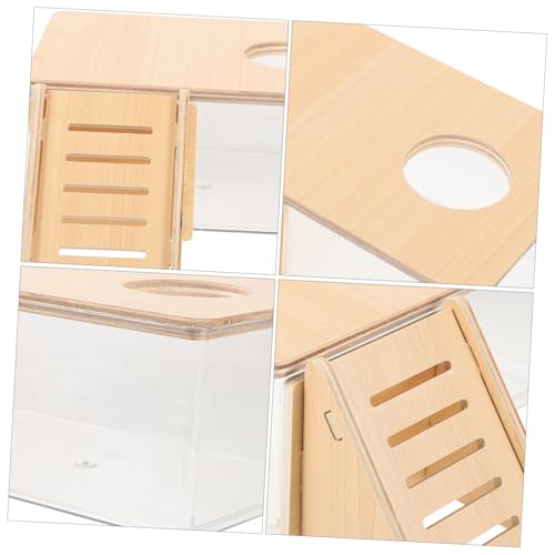 DIKACA Hamster Sandbad Box Transparent mit Holzleiter Sandbadewanne für Hamster und Kleine Haustiere Einfach zu Reinigen Sicher mit Glatten Kanten Mittelgroß für Chinchillas und Mäuse von DIKACA