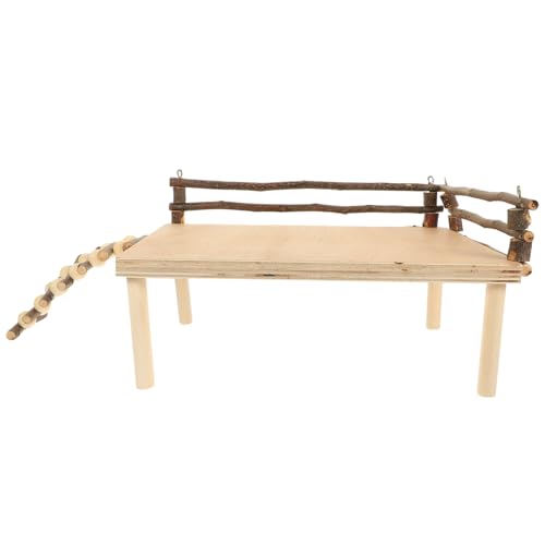 DIKACA Hamster Spielplattform Holz mit Kletterleiter Multifunktionale Kleintier Kletterplattform für Zwerghamster Meerschweinchen Kaninchen und Weitere Kleine Haustiere von DIKACA