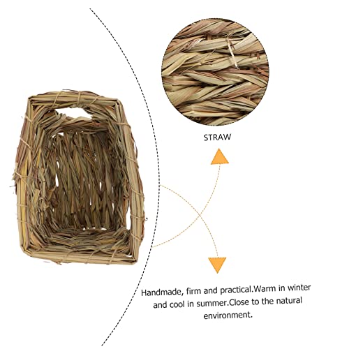 DIKACA Hamster Strohhaus Handgefertigt Atmungsaktives Versteck Spieltunnel für Kleine Haustiere Wie Hamster Meerschweinchen Ratten Chinchilla Geeignet von DIKACA