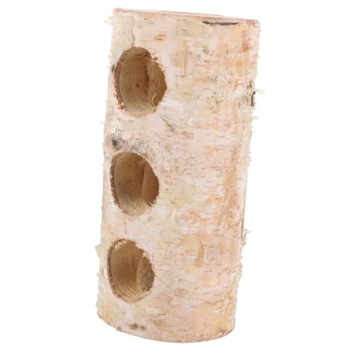 DIKACA Hamster Tunnel aus Holz Baumstamm mit Öffnungen als Versteck und Spielplatz für Hamster Zwerghamster und Andere Kleintiere und Langlebig von DIKACA
