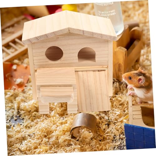 DIKACA Hamsterhaus aus Holz Kleines Chinchilla häuschen mit Doppeltem Etagen Design Geräumiges Kleintierhaus für Hamster und Kleine Nager Sicherer Rückzugsort für Haustiere von DIKACA