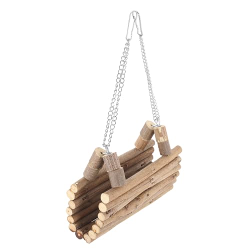 DIKACA Hamsterspielzeug Holzschaukel Hängende Hängematte Natürlicher Holz Kauspielzeug Langlebig Sicher für Syrischer Hamster Kleintierspaß im Käfig von DIKACA