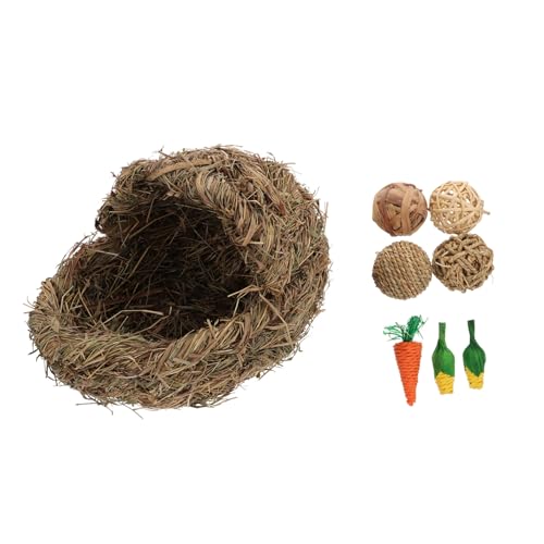 DIKACA Handgefertigtes Wurfgras Nest für Kleintiere Zusammenklappbares Gras Haus für Hamster und Kaninchen Sicheres und Nest für Haustiere DIKACA Handgefertigtes Wurfgras Nest für Kleintiere Zusammenklappbares Gras Haus für Hamster und Kaninchen Sicheres und Nest für Haustiere von DIKACA