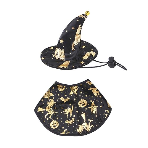 DIKACA Haustier Kostüm Set Halloween Dog Cloak und Wizard Hat Leichter Komfortabler Umhang mit Hut für Katzen und Hunde Festliches Cosplay Zubehör Einfach Anzuziehen Schont Haut DIKACA Haustier Kostüm Set Halloween Dog Cloak und Wizard Hat Leichter Komfortabler Umhang mit Hut für Katzen und Hunde Festliches Cosplay Zubehör Einfach Anzuziehen Schont Haut von DIKACA