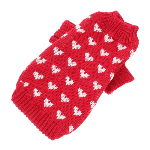 DIKACA Hundepullover für Kleine Hunde Atmungsaktiver Winter-Strickpullover mit Herzmotiv Weicher Enger Schnitt Xs Modisch und Warm für Welpen und Kleine Haustiere von DIKACA