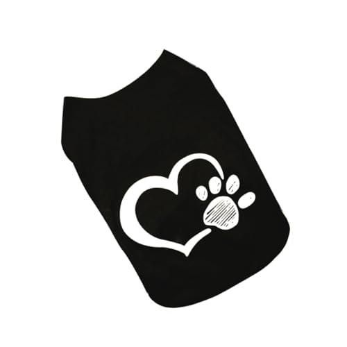 DIKACA Hundeweste mit Herz Pfotenmuster Atmungsaktive Bequeme Sommerkleidung für Kleine Hunde für Spaziergänge Outdoor aktivitäten und Besondere Anlässe Schwarze S von DIKACA