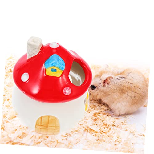 DIKACA Keramik Hamsterhaus Pilzform Hamster Versteck und Schlafnest für Zwerghamster Chinchillas und Kleintiere Langlebig Pflegeleicht Dekoratives Haustierzubehör für Käfig und von DIKACA