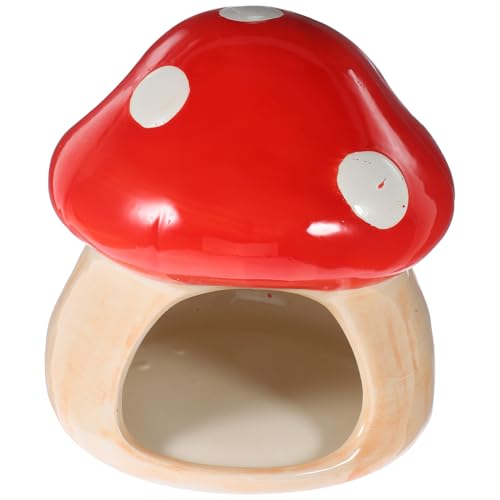 DIKACA Keramik Hamsterversteck Pilzform Kühlendes Haustiernest für Hamster Meerschweinchen Igel und Chinchillas Schlafplatz und Rückzugsort mit Geräumigem Design für Kleine Nagetiere von DIKACA