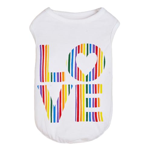 DIKACA Leichtes Ärmelloses Hundeshirt für Kleine Hunde und Katzen Buntes Sommer tierbekleidungs top mit Love Print Bequemes Locker Sitzendes Puppy Kitten Outfit Atmungsaktiv und Einfach von DIKACA