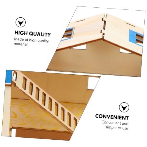 DIKACA Mehrschichtiges Hamsterhaus aus Holz Kleines Haustier versteck mit Spielplattform und Treppe für Zwerghamster Mäuse und Rennmäuse zur Beschäftigung und Bewegung von DIKACA