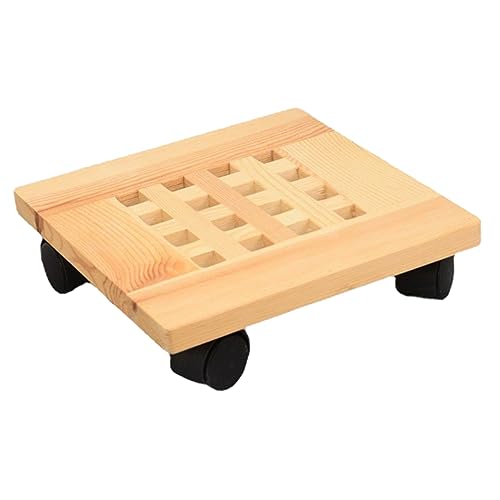 DIKACA Mobiles Pflanzgefäß Pflanzräder Räder Pflanzenhalter Pflanzenständer mit Rädern Pflanze mit Rädern Rad-Blumentopf-Tablett beweglicher Blumenständer Holz von DIKACA