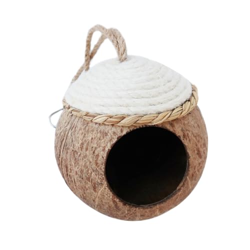 DIKACA Natürliches Kokosnussschalen Vogelnest Haustierkäfig Zubehör Nistmaterial Hängendes Nest für Vögel Hamster Eichhörnchen Kleintiere Spielplatz und Schlafplatz von DIKACA