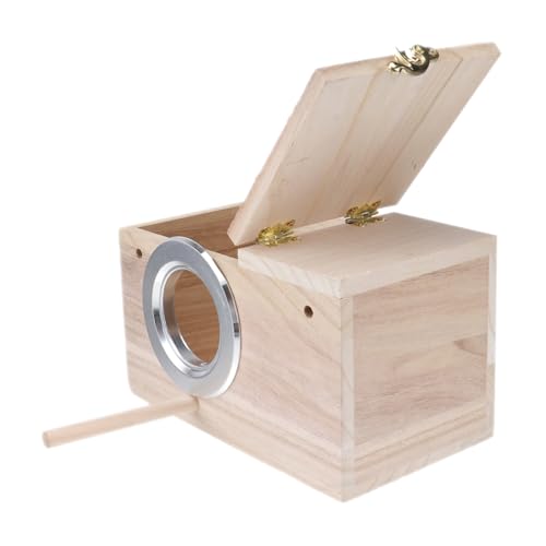 DIKACA Papagei Zuchtbox Holz Nistkasten mit Klarem Sichtfenster Wind und Wettergeschützt Robuste Konstruktion für Wellensittiche und Wildvögel Vogelhaus zur Vogelbeobachtung und Aufzucht von DIKACA