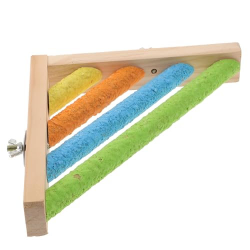 DIKACA Papageien Spielstand aus Holz mit Buntem Schleifstab Kletter und Balancierbar für Kleine Vögel Wie Wellensittiche und Umweltfreundlich und Sicher Einfach zu Montieren Geeignet für von DIKACA