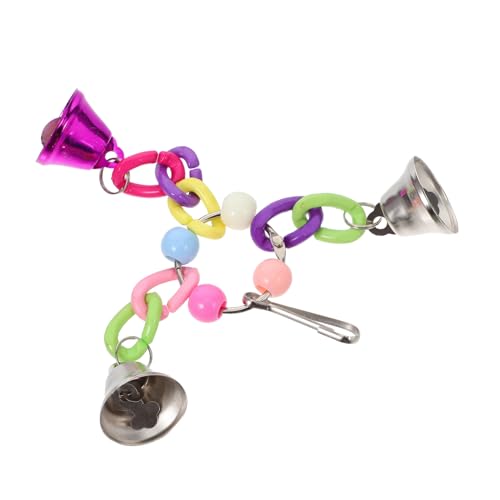 DIKACA Parrot Toy Bunte Glockenkette Kauspielzeug Hängend für Wellensittiche Nymphensittiche Liebesvögel Papageien Käfig Zubehör Kognitiven Entwicklung von DIKACA