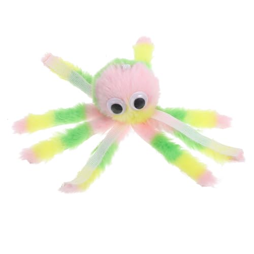 DIKACA Plüsch katzenspielzeug in Oktopusform Interaktives Beiß Kuschelspielzeug für Kätzchen Buntes Rainbow Design Sanftes Material Fördert Spielerische Zahnpflege und Aktive von DIKACA