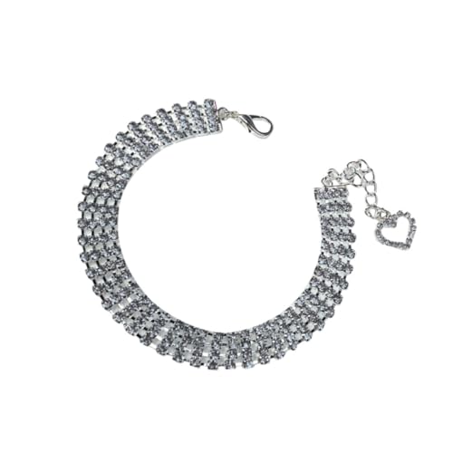 DIKACA Reihiges Hundehalsband mit Herz Anhänger Verstellbares Weißes Haustier Halsband Modisches Schmuckstück für Fotoshooting und Alltag von DIKACA
