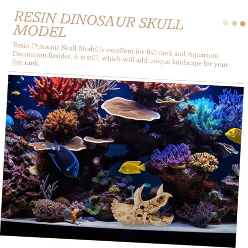 DIKACA Resin Dinosaurier Schädel Versteck Höhle Terrarium Dekoration für Gecko Aquarium Zubehör Langlebiges Harz Ornament für Garnelen und Reptilien Hideout von DIKACA