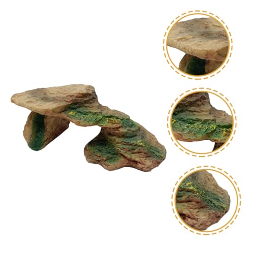 DIKACA Resin Reptilien Kletterfelsen Basking Plattform für Schildkröten und Eidechsen Versteck Höhle Terrarium Dekor Langlebiges Harz Realistische Kletterrampe für Reptilien und von DIKACA