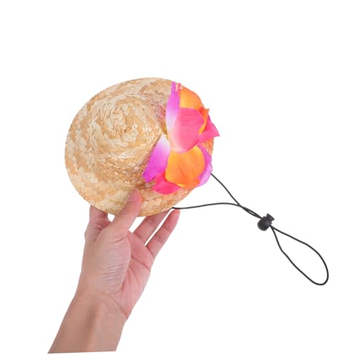 DIKACA Sommerliche Haustierkostüm Hawaii mit Atmungsaktivem Strohhut und Blumenkranz Thematische Partybekleidung für Hunde und Katzen Bequem Hautfreundlich für Strand und Festtagsanlässe von DIKACA