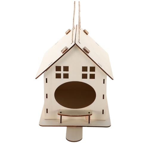 DIKACA Unbehandeltes Holz Vogelhaus Aufhängen DIY Nistkasten für Kleine Vögel Wetterfestes Futterhäuschen Natürliche Holz Dekoration für Garten Balkon und Innenbereich DIKACA Unbehandeltes Holz Vogelhaus Aufhängen DIY Nistkasten für Kleine Vögel Wetterfestes Futterhäuschen Natürliche Holz Dekoration für Garten Balkon und Innenbereich von DIKACA