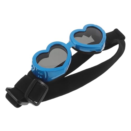 DIKACA Verstellbare Winddichte Hundesonnenbrille mit Herzförmigen Gläsern Uv-Schutz Stabile Passform für Kleine Hunde und Katzen Schutz vor Sonne Wind und Staub Beim Outdoor-Spaziergang von DIKACA