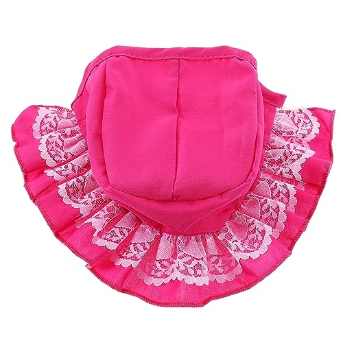 DIKACA Verstellbarer Pet Bucket Hat Sonnenschutz für Kleine Hunde Dekorative Outdoor Hüte für Welpen und Katzen Srosarot von DIKACA