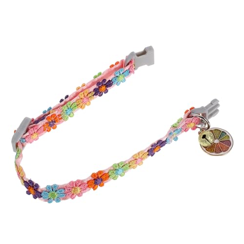 DIKACA Verstellbares Elastisches Katzenhalsband mit Bunter Spitzenblume und Glöckchen Zartes Haustierhalsband für Kätzchen und Kleine Hunde Bequem und Hautfreundlich Breit Umfang von DIKACA