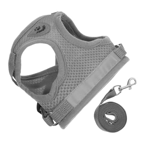 DIKACA Verstellbares Katzen und Kleinhund Geschirr Set Atmungsaktive Mesh Weste mit Leine aus Robustem Material Ausbruchsicher für Kleine Katzen und Hunde von DIKACA