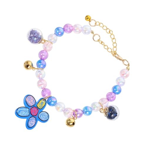 DIKACA Verstellbares Perlenhalsband mit Blauem Blumenmuster Verstellbarer Katzen Welpenhalsband Modisches und Langlebiges Haustierzubehör von DIKACA