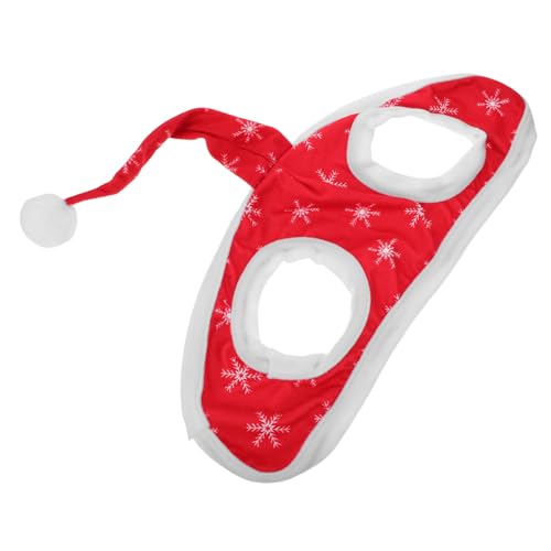 DIKACA Weihnachtliche Pferdemütze Rot mit Schneeflocken Weiches Fleece Pferde-Ohrenschutz Festliche Pferde-haube für Winterparaden Fotoshootings und Stallfeiern von DIKACA