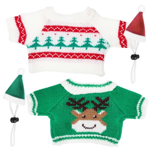 DIKACA Weihnachtliches Haustierkostüm mit Elastischer Mini Mütze und Weichem Winterpullover für Kleine Kleintiere Wie Meerschweinchen Kaninchen Hamster Waschbar Hautfreundlich Festliche von DIKACA