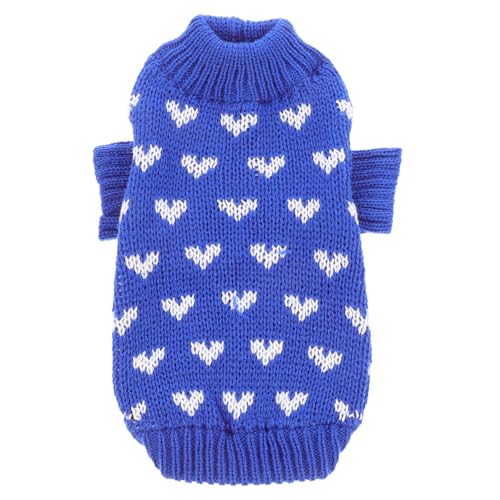 DIKACA Winter Hundepullover für Kleine Hunde Gestrickter Pullover mit Herzmotiv Weiche Hautfreundliche Hundekleidung aus Acrylfasern Warmes Haustier-Outfit für Alltag Party und von DIKACA