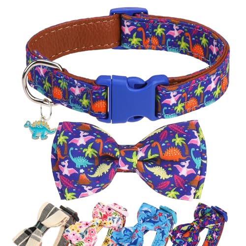 DILLYBUD Hundehalsbänder für kleine, mittelgroße und große Hunde mit Fliege, verstellbar, niedliches Hundehalsband für Mädchen, Jungen, mit Charm, weiches Leder, Hundehalsband für Welpen, Frühling DILLYBUD Hundehalsbänder für kleine, mittelgroße und große Hunde mit Fliege, verstellbar, niedliches Hundehalsband für Mädchen, Jungen, mit Charm, weiches Leder, Hundehalsband für Welpen, Frühling von DILLYBUD