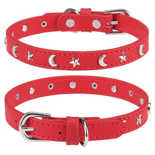 DILLYBUD Hundehalsband aus Leder für Welpen, kleine, mittelgroße Hunde, verstellbares Stern- und Mond-Nieten-Haustierhalsband mit rostfreier Metallschnalle und Charms, XS S Hundehalsbänder für Jungen DILLYBUD Hundehalsband aus Leder für Welpen, kleine, mittelgroße Hunde, verstellbares Stern- und Mond-Nieten-Haustierhalsband mit rostfreier Metallschnalle und Charms, XS S Hundehalsbänder für Jungen von DILLYBUD