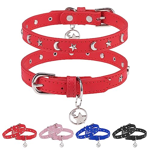 DILLYBUD Hundehalsband aus Leder für Welpen, kleine, mittelgroße Hunde, verstellbares Stern- und Mond-Nieten-Haustierhalsband mit rostfreier Metallschnalle und Charms, XS S Hundehalsbänder für Jungen DILLYBUD Hundehalsband aus Leder für Welpen, kleine, mittelgroße Hunde, verstellbares Stern- und Mond-Nieten-Haustierhalsband mit rostfreier Metallschnalle und Charms, XS S Hundehalsbänder für Jungen von DILLYBUD