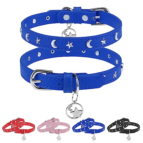 DILLYBUD Hundehalsband aus Leder für Welpen, kleine, mittelgroße Hunde, verstellbares Stern- und Mond-Nieten-Haustierhalsband mit rostfreier Metallschnalle und Charms, XS S Hundehalsbänder für Jungen DILLYBUD Hundehalsband aus Leder für Welpen, kleine, mittelgroße Hunde, verstellbares Stern- und Mond-Nieten-Haustierhalsband mit rostfreier Metallschnalle und Charms, XS S Hundehalsbänder für Jungen von DILLYBUD