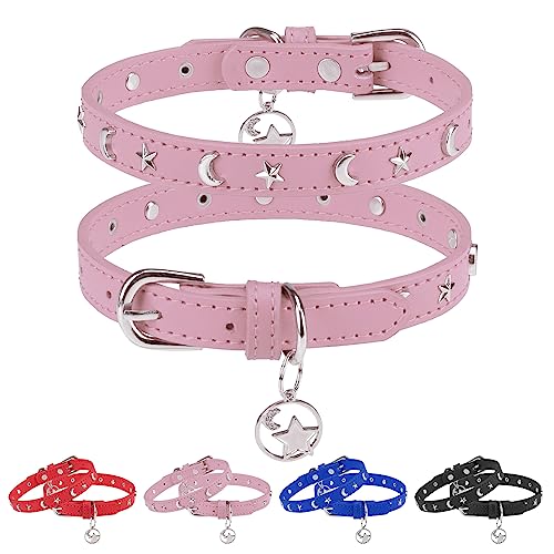 DILLYBUD Hundehalsband aus Leder für Welpen, kleine, mittelgroße Hunde, verstellbares Stern- und Mond-Nieten-Haustierhalsband mit rostfreier Metallschnalle und Charms, XS S Hundehalsbänder für Jungen DILLYBUD Hundehalsband aus Leder für Welpen, kleine, mittelgroße Hunde, verstellbares Stern- und Mond-Nieten-Haustierhalsband mit rostfreier Metallschnalle und Charms, XS S Hundehalsbänder für Jungen von DILLYBUD