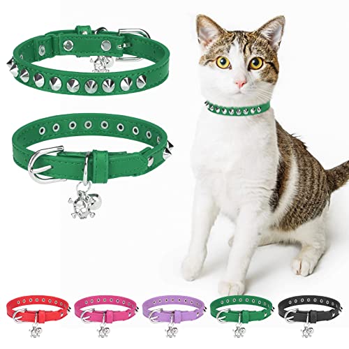 DILLYBUD Leder-Katzenhalsband für Jungen, Mädchen, Katzen, mit Glöckchen und elastischem Sicherheitsgürtel, personalisierte Nieten, verstellbare sichere Schnalle, Halsband mit Totenkopf-Anhänger für DILLYBUD Leder-Katzenhalsband für Jungen, Mädchen, Katzen, mit Glöckchen und elastischem Sicherheitsgürtel, personalisierte Nieten, verstellbare sichere Schnalle, Halsband mit Totenkopf-Anhänger für von DILLYBUD