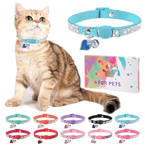 DILLYBUD Strass-Katzenhalsband mit Glöckchen, Diamant-Katzenhalsband mit Sicherheitsschnalle, Schnellverschluss, für Mädchen, Jungen, kleine Kätzchen, Haustiere, Welpen, niedlich, weich, weiblich, DILLYBUD Strass-Katzenhalsband mit Glöckchen, Diamant-Katzenhalsband mit Sicherheitsschnalle, Schnellverschluss, für Mädchen, Jungen, kleine Kätzchen, Haustiere, Welpen, niedlich, weich, weiblich, von DILLYBUD