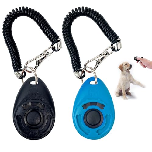 DILUSILK 2 x Hunde-Klicker, Hundetrainings-Clicker mit Handschlaufe für Hund, Katze, Pferd, Clicker für Hundetraining, leicht, langlebig, Welpen-Clicker-Trainingsset, für Tierliebhaber (Schwarz, Blau) DILUSILK 2 x Hunde-Klicker, Hundetrainings-Clicker mit Handschlaufe für Hund, Katze, Pferd, Clicker für Hundetraining, leicht, langlebig, Welpen-Clicker-Trainingsset, für Tierliebhaber (Schwarz, Blau) von DILUSILK