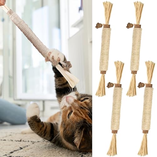 DILUSILK 4 Stück Katzen-Kaustäbchen, Katzenminze-Spielzeug, Katzenspielzeug für den Innenbereich, Katzenminzestäbchen, geeignet für Katzen zum Kauen und Spielen, Katzenzähnenreinigung, Kätzchenzahnen DILUSILK 4 Stück Katzen-Kaustäbchen, Katzenminze-Spielzeug, Katzenspielzeug für den Innenbereich, Katzenminzestäbchen, geeignet für Katzen zum Kauen und Spielen, Katzenzähnenreinigung, Kätzchenzahnen von DILUSILK