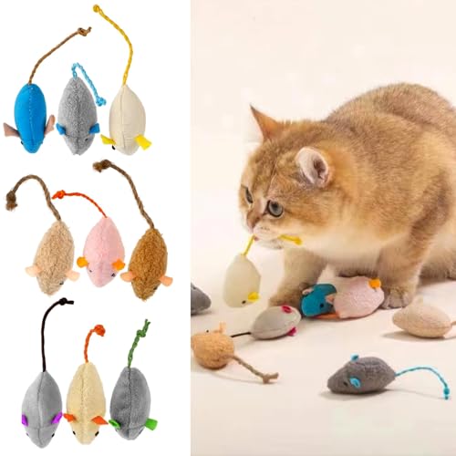 DILUSILK 9 Stück lebensechte Plüsch-Katzenminze-Maus-Spielzeug, interaktives Plüsch, realistisches Kauspielzeug für drinnen und Kätzchen DILUSILK 9 Stück lebensechte Plüsch-Katzenminze-Maus-Spielzeug, interaktives Plüsch, realistisches Kauspielzeug für drinnen und Kätzchen von DILUSILK