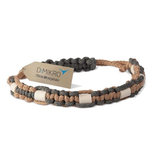 EM Keramik-Halsband für Haustiere (Hund und Katze) mit EM Keramik-Pipes (grau) - verstellbar Größen (grau-beige 25-35 cm) von DIMIKRO