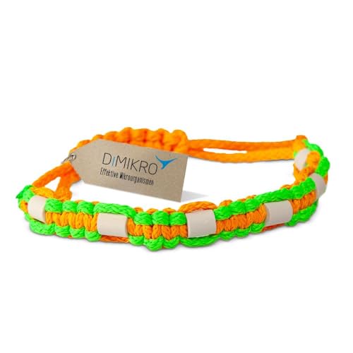 EM Keramik-Halsband für Haustiere (Hund und Katze) mit EM Keramik-Pipes (grau) - verstellbar Größen (grün-apfelsine 45-55 cm) von DIMIKRO