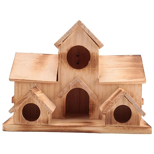 DINESA Vogelhaus Holz Vogelhäuser zum Aufhängen außen 6 Loch handgefertigt Natur Vogelhaus von DINESA